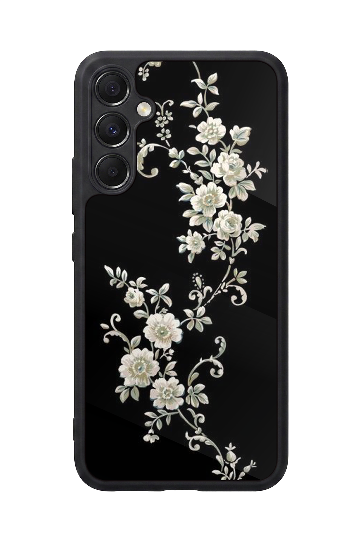 Samsung Galaxy A34 Uyumlu Yaldizli Cicek Tasarımlı Glossy Premium Kılıf