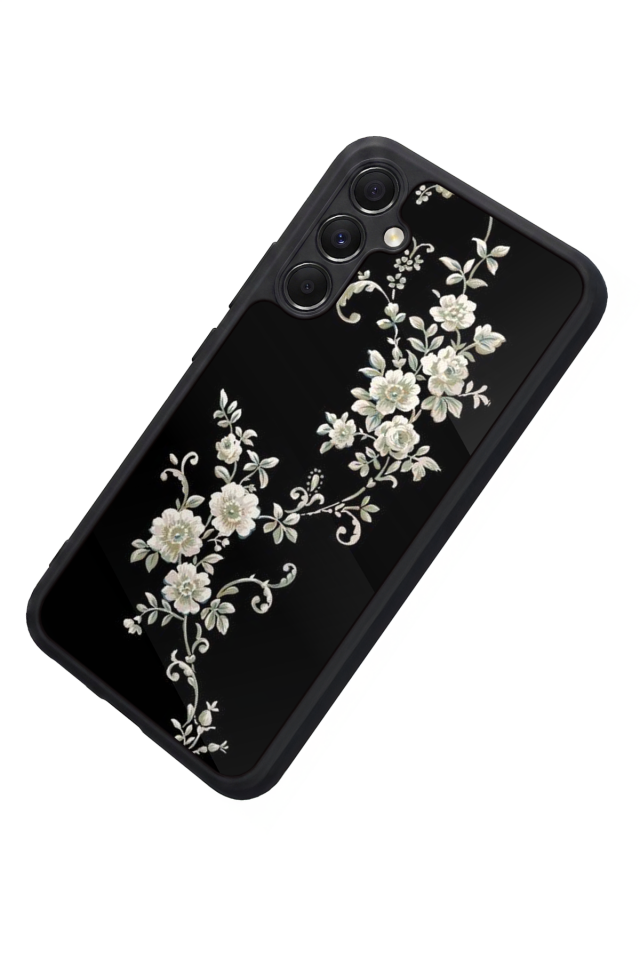 Samsung Galaxy A34 Uyumlu Yaldizli Cicek Tasarımlı Glossy Premium Kılıf