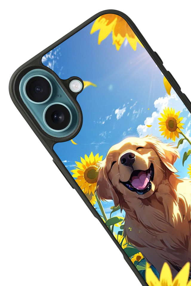 iPhone 16 Uyumlu Golden Kopek Tasarımlı Glossy Premium Kılıf