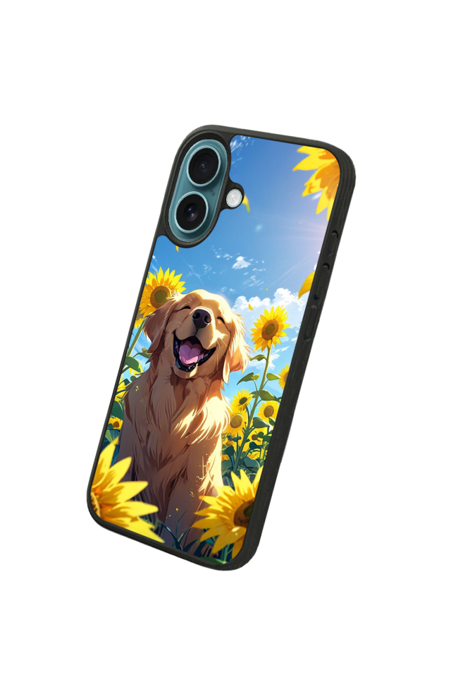 iPhone 16 Uyumlu Golden Kopek Tasarımlı Glossy Premium Kılıf