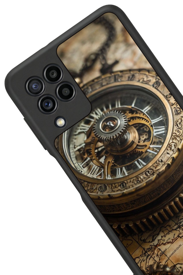 Samsung Galaxy M32 Uyumlu Pusula Tasarımlı Glossy Premium Kılıf