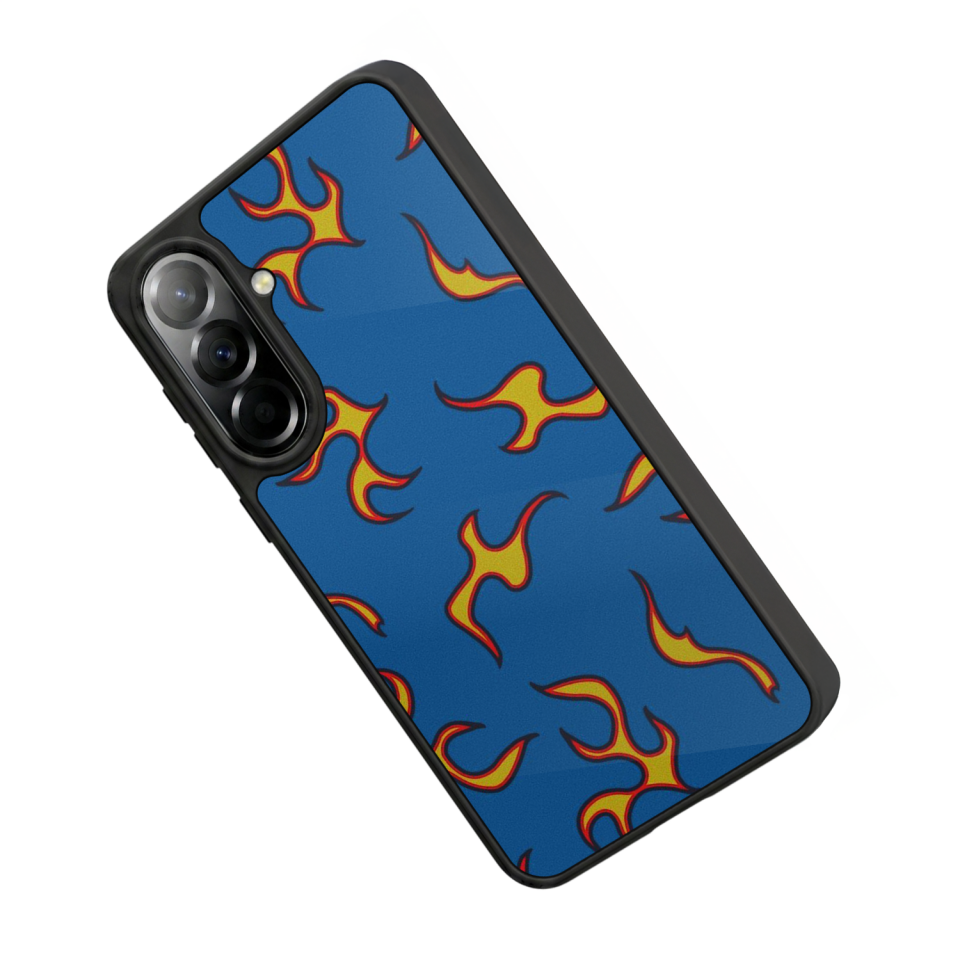 Samsung Galaxy A37 Uyumlu Retro Flame Patterns Tasarımlı Glossy Premium Kılıf