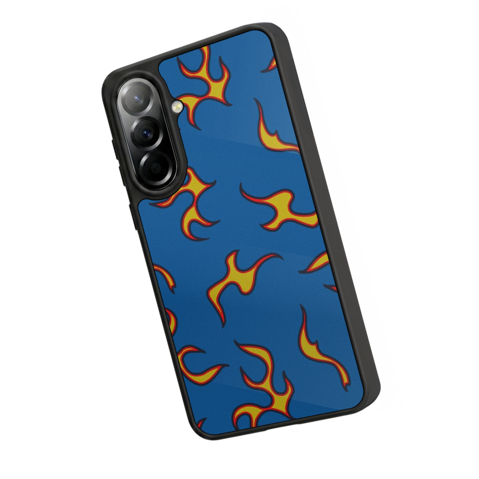 Samsung Galaxy A37 Uyumlu Retro Flame Patterns Tasarımlı Glossy Premium Kılıf