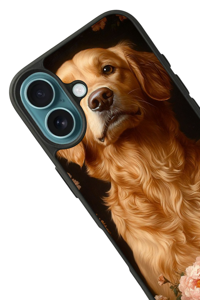 iPhone 16 Uyumlu Golden Kopek Tasarımlı Glossy Premium Kılıf