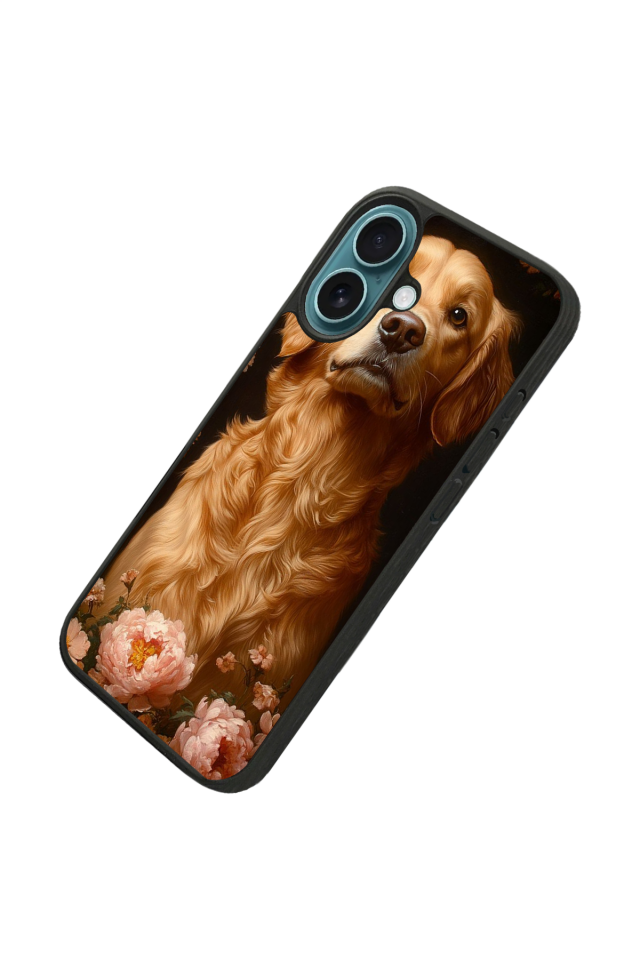 iPhone 16 Uyumlu Golden Kopek Tasarımlı Glossy Premium Kılıf