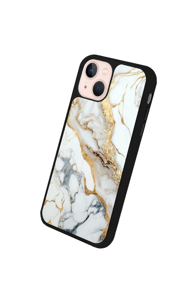iPhone 13 Mini Uyumlu Mermer Marble Tasarımlı Glossy Premium Kılıf