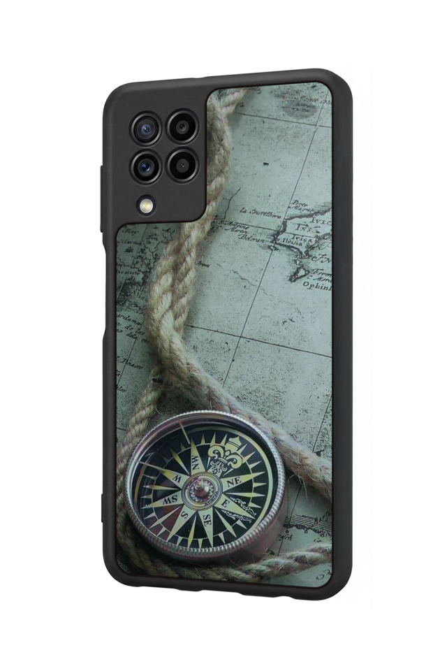 Samsung Galaxy M32 Uyumlu Pusula Tasarımlı Glossy Premium Kılıf