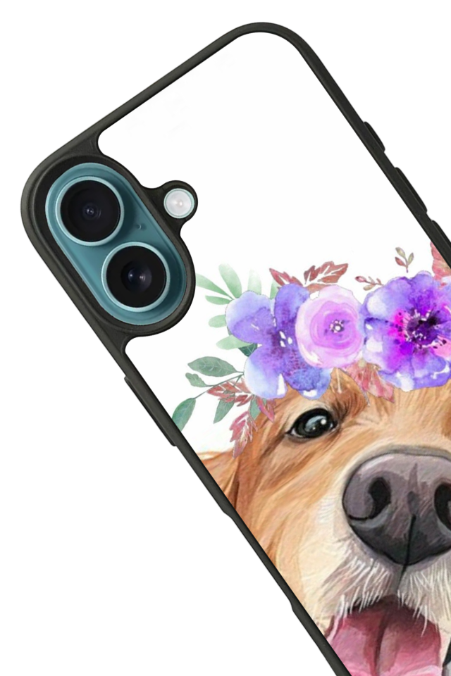 iPhone 16 Uyumlu Golden Kopek Tasarımlı Glossy Premium Kılıf